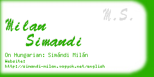 milan simandi business card